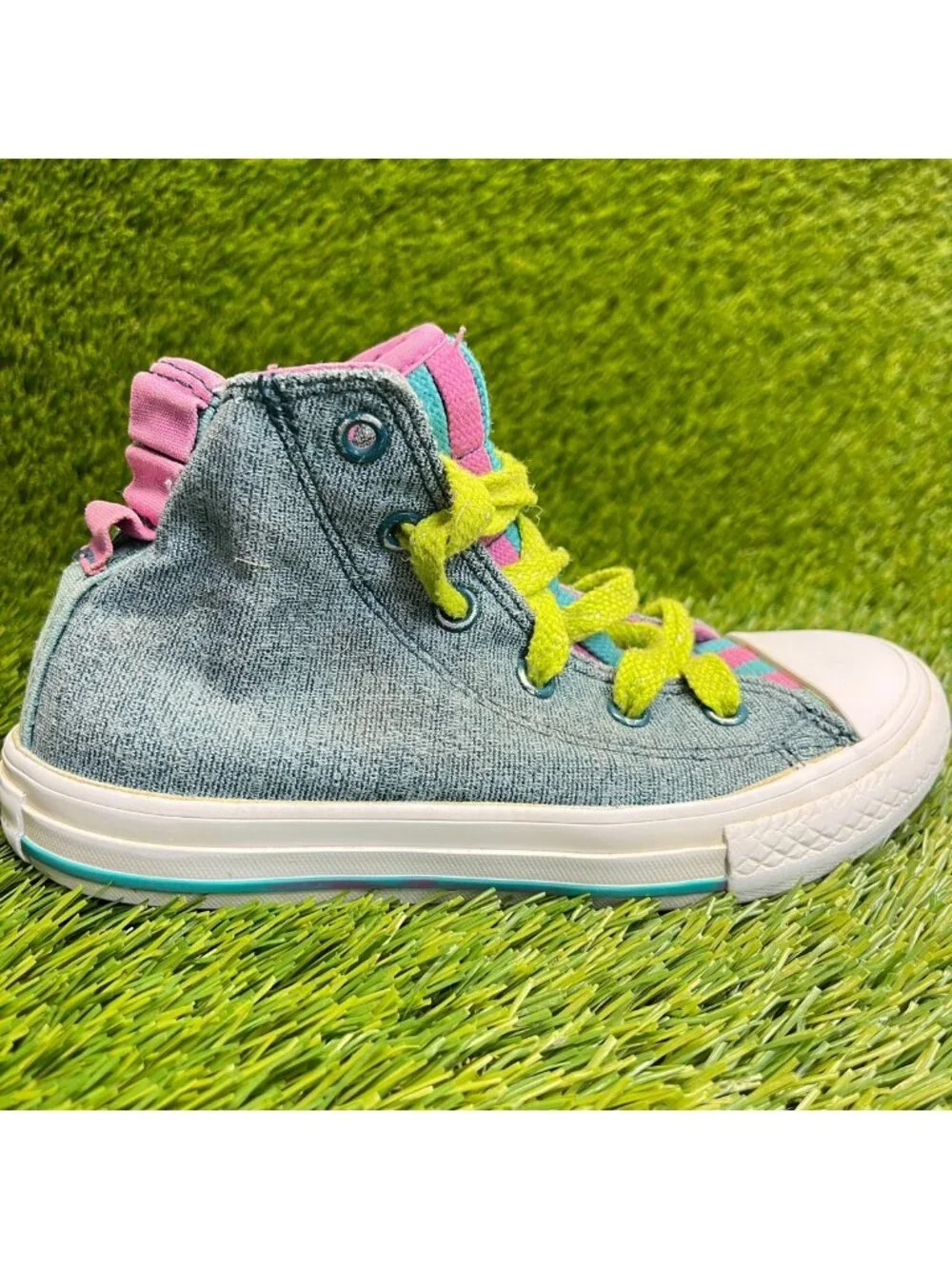 Converse Chuck Taylor All Star Girls Size 13C Blue Pink Athletic Shoes Sneakers